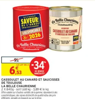 CASSOULET AU CANARD ET SAUCISSES DE TOULOUSE LA BELLE CHAURIENNE