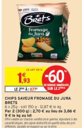 Chips saveur fromage du Jura Brets
