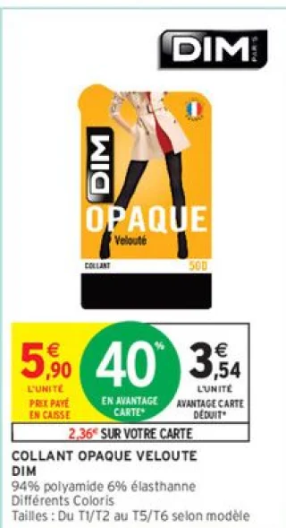 Collant opaque velouté Dim