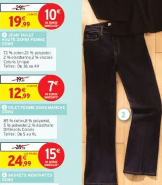 Jean taille haute denim femme Gemo