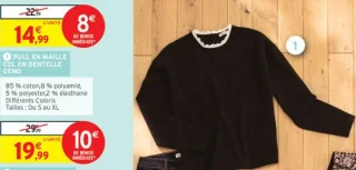 Pull en maille col en dentelle Gemo