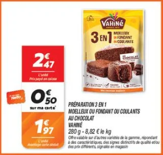 Préparation 3 en 1 moelleux  ou fondant ou coulants au chocolat