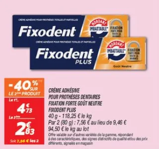 Crème adhésive pour prothèses dentaires fixation forte goût neutre