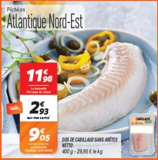 Dos de cabillaud sans arêtes 