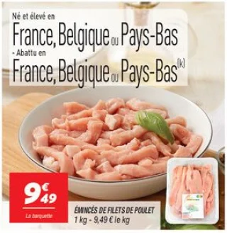 Émincés de filets de poulet 