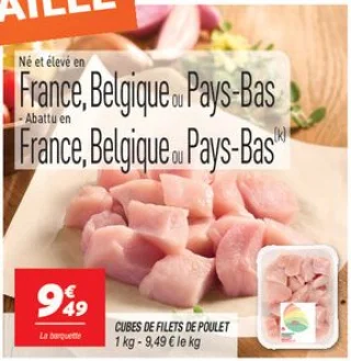Cubes de filets de poulet 
