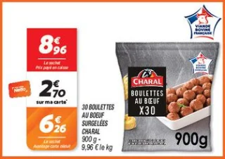 30 boulettes au boeuf surgelées 