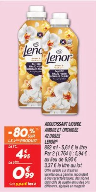 Adoucissant liquide ambre et orchidée 42 doses