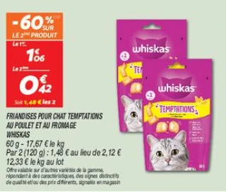 Friandises pour chat temptations au poulet et au fromage