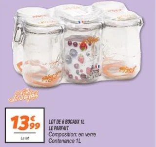 Lot de 6 bocaux 1l 