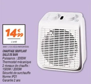 Chauffage soufflant salle de bain 