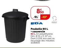 Poubelle 80 L + couvercle