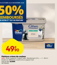 Peinture crème de couleur satin Dulux Valentine
