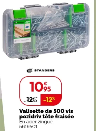 Valisette de 500 vis pozidriv tête fraisée Standers