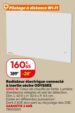 Radiateur électrique connecté à inertie sèche ODYSSEE
