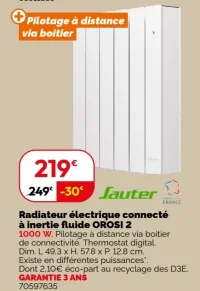 Radiateur électrique connecté à inertie fluide OROSI 2