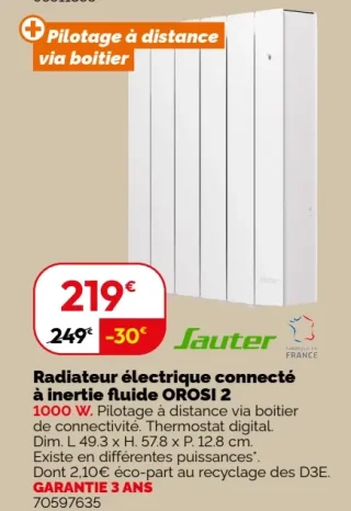 Radiateur électrique connecté à inertie fluide OROSI 2