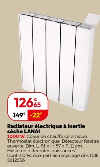 Radiateur électrique à inertie sèche LANAI