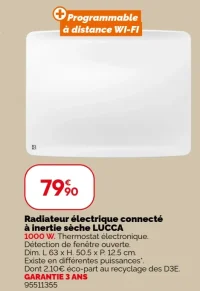 Radiateur électrique connecté à inertie sèche LUCCA