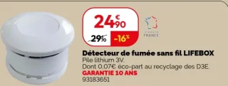 Détecteur de fumée sans fil LIFEBOX