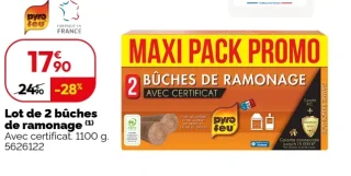 Lot de 2 bûches de ramonage pyro feu