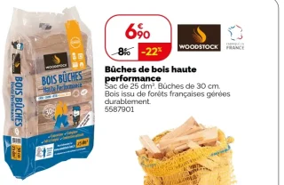 Bûches de bois haute performance WOODSTOCK