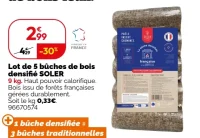 Lot de 5 bûches de bois densifié SOLER