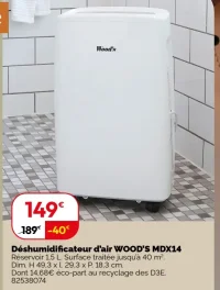 Déshumidificateur d'air WOOD'S MDX14