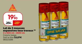 Lot de 3 mousses expansives tous travaux Sika