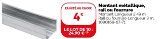 Montant métallique, rail ou fourrure