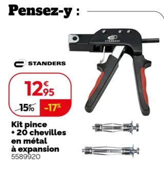 Kit pince + 20 chevilles en métal à expansion STANDERS