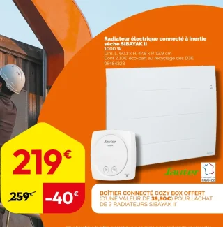 Radiateur électrique connecté à inertie sèche Sauter SIBAYAK II