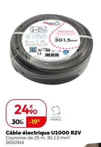 Câble électrique U1000 R2V Nexans
