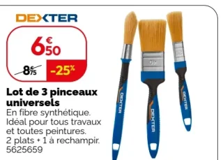 Lot de 3 pinceaux universels DEXTER