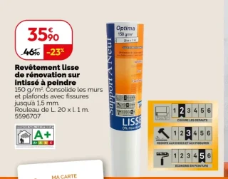 Revêtement lisse de rénovation sur intissé à peindre Optima