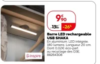 Barre LED rechargeable USB SHAKA Inspire