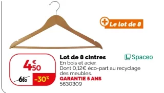 Lot de 8 cintres Spaceo