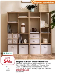 Etagère KUB 2x4 cases effet chêne Spaceo