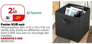 Panier KUB noir Spaceo