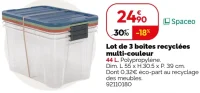 Lot de 3 boîtes recyclées multi-couleur Spaceo