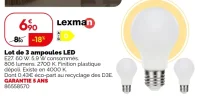 Lot de 3 ampoules LED E27 Lexman