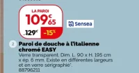 Paroi de douche à l'italienne chromé EASY