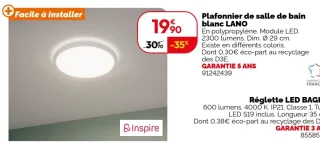 Plafonnier de salle de bain blanc LANO Inspire