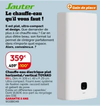 Chauffe-eau électrique plat horizontal/vertical TOYAKO Sauter