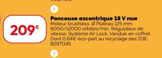 Ponceuse excentrique 18 V nue DeWalt