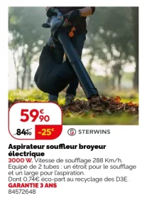Aspirateur souffleur broyeur électrique Sterwins