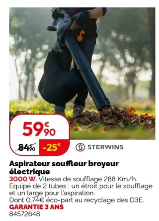 Aspirateur souffleur broyeur électrique Sterwins