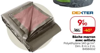 Bâche marron avec œillets Dexter