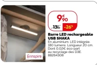 Barre LED rechargeable USB SHAKA