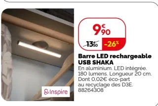 Barre LED rechargeable USB SHAKA